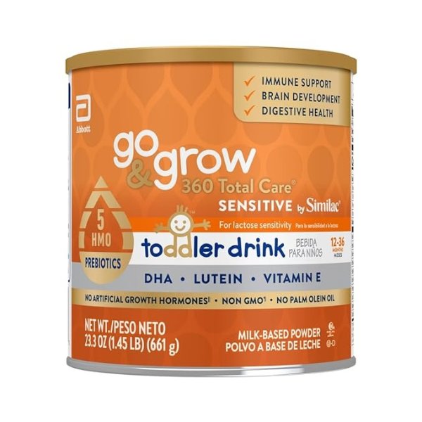 Go & Grow 360 Total Care Sensitive byToddler Nutritional Drink With 5 HMOs,Powder,23.3-oz Can