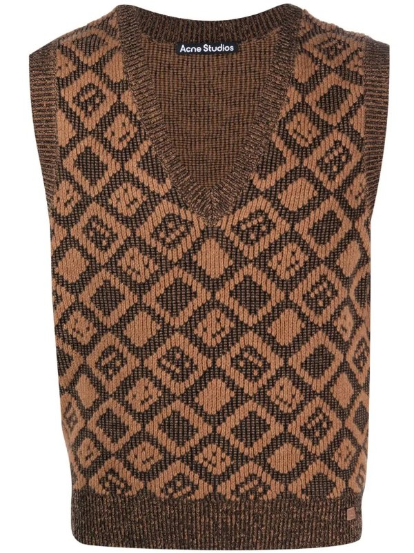 argyle intarsia-knit vest
