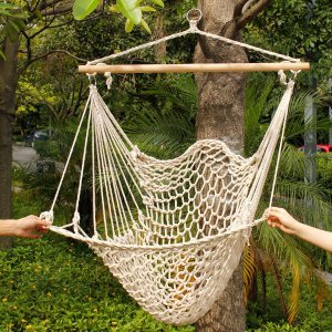 Beige Cotton Rope Hanging Air/ Sky Chair Swing