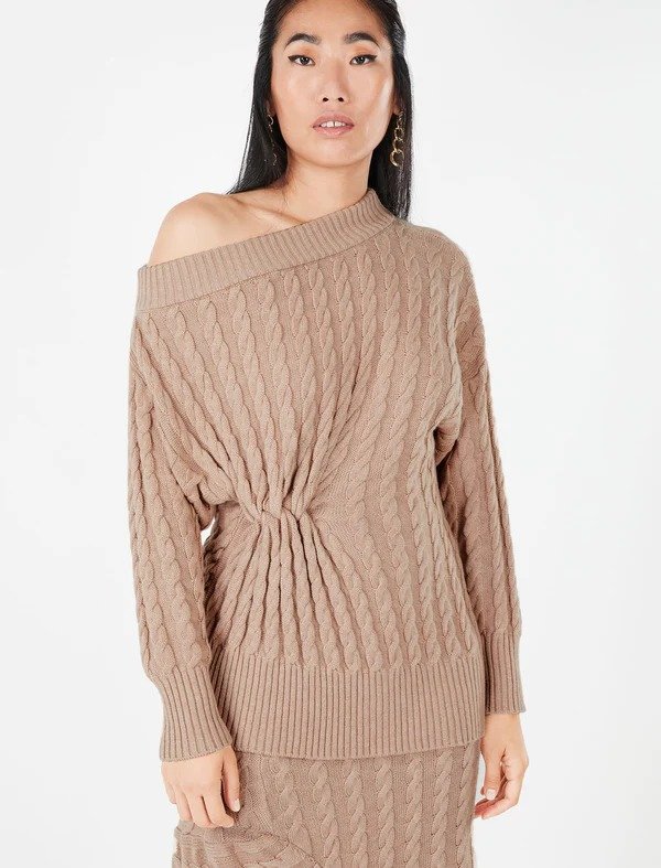 Beatrice Gathered Off-the-Shoulder Sweater