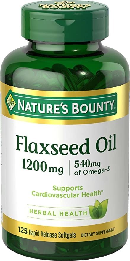 Flaxseed Oil and Omega 3 by Nature's Bounty, Dietary Supplement, Supports Cardiovascular Health, 1200 mg, 125 Softgels
