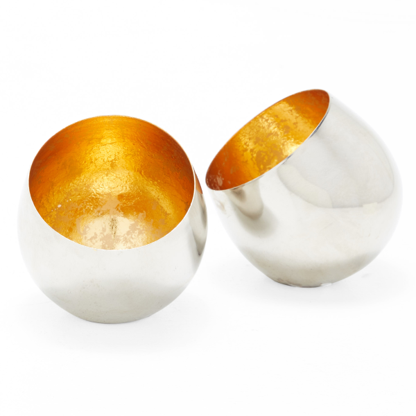 MoDRN Silver and Gold Candle Holder Set of 2