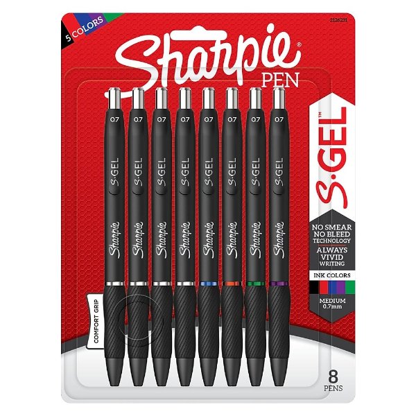 S-Gel Retractable Gel Pen, Medium Point, Assorted Ink, 8/Pack (2126231)