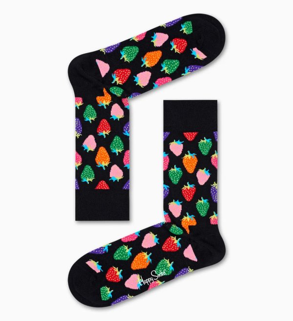 Strawberry Socks, Black | Happy Socks