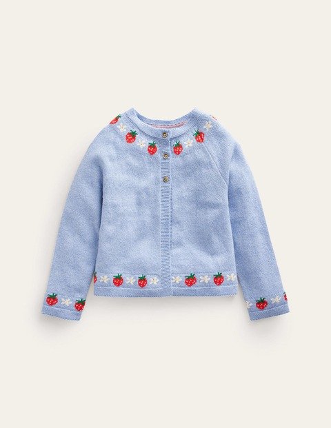 Embroidered Flower CardiganVintage Blue Strawberries
