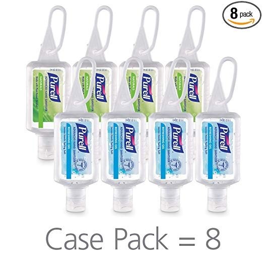 Advanced Hand Sanitizer Variety Pack, Naturals and Refreshing Gel, 1 fl oz portable flip-cap bottle with JELLY WRAP Carrier (Pack of 8) - 3900-09-ECSC