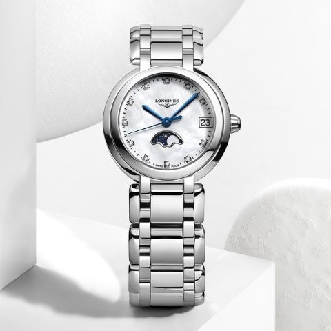 LonginesPrima Luna Quartz Diamond White Dial Unisex Watch L8.115.4.87.6