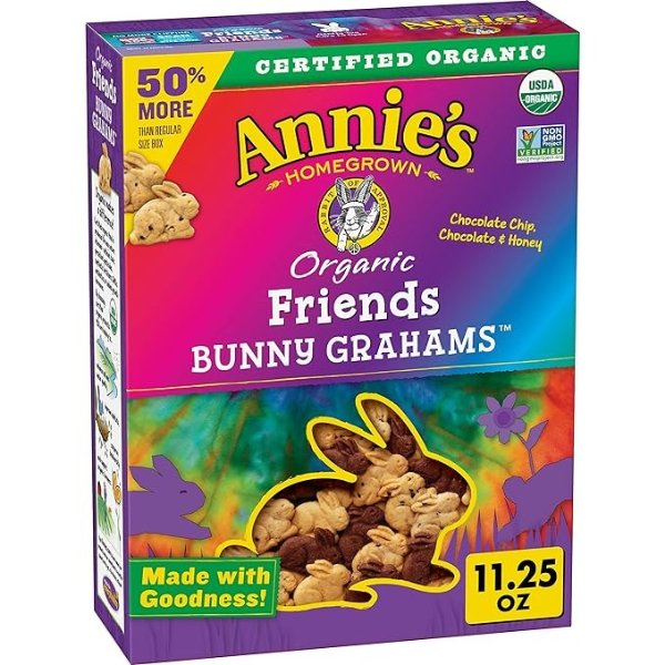 Organic Friends Bunny Graham Snacks, Chocolate Chip, Chocolate & Honey, 11.25 oz.