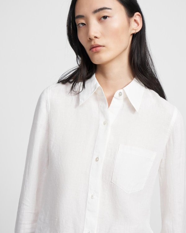 Slim Button-Down Shirt in Spring Linen