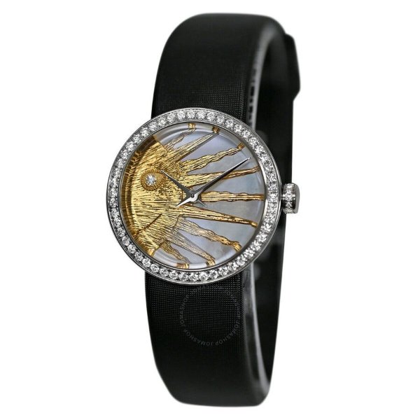 La D DeRose Celeste Quartz Diamond Gold Dial Ladies Watch CD04711X1001