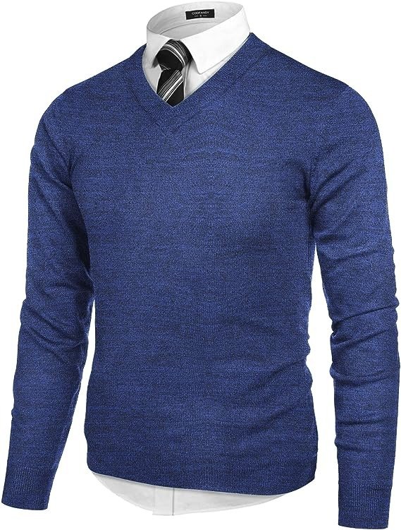 Men V Neck Dress Sweater Long Sleeve Slim Fit Fashion Pullover Sweaters