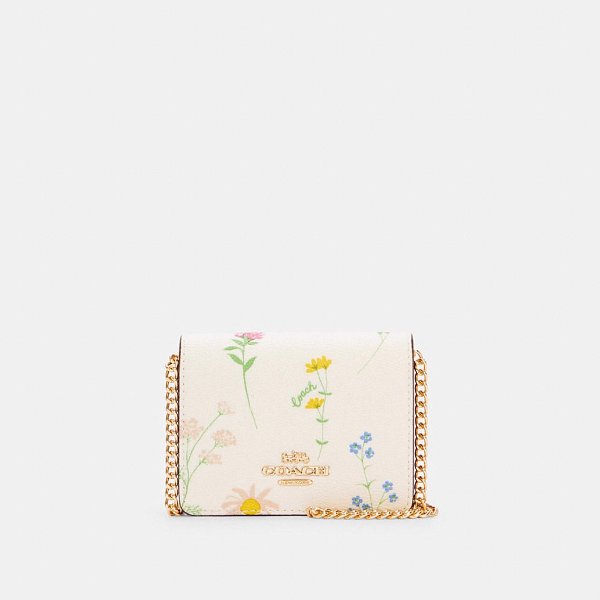 Mini Wallet With Spaced Wildflower Print