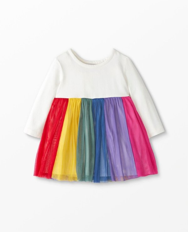 Baby Long Sleeve Rainbow Tulle Dress