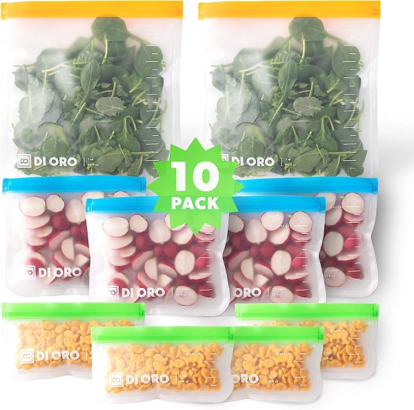 DI ORO 可重复使用食品密实袋 3种尺寸共10个