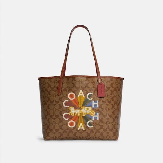City Tote In Signature Canvas With Coach Radial Rainbow