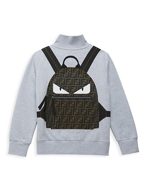 Little Boy's & Boy's Backpack Print Zip-Front Sweatshirt