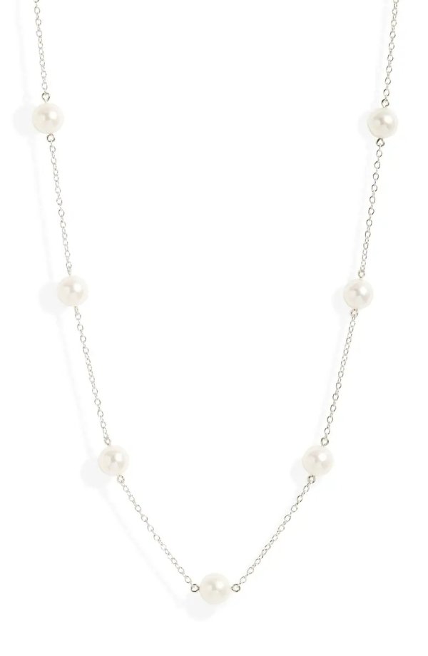 Akoya Pearl Station Chain Necklace