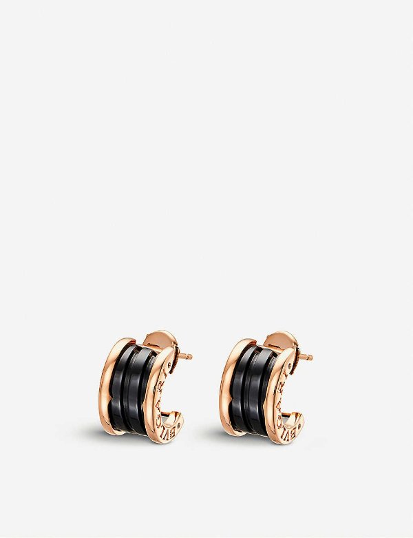 B.zero1 18kt pink-gold earrings with black ceramic