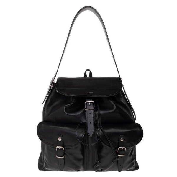 Black Smooth Leather Shoulder Bag