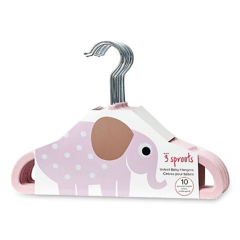 3 Sprouts10-Pack Elephant Flocked Children s Hanger in Pink | buybuy BABY