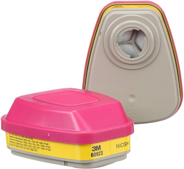 Organic Vapor/Acid Gas Cartridge/Filter 60923, P100 Respiratory Protection (Pack of 2)