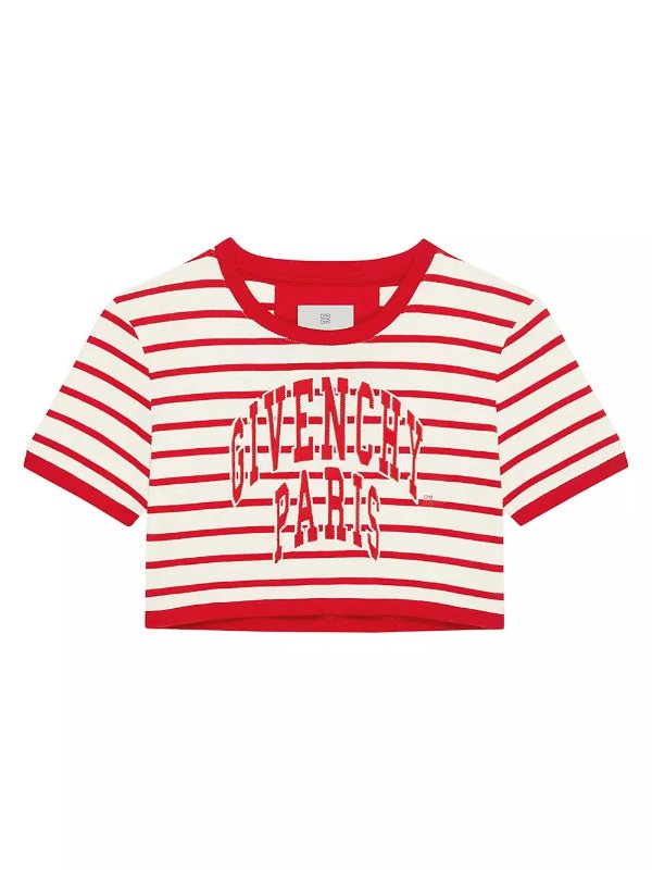 Cropped T-Shirt In Cotton With Stripes