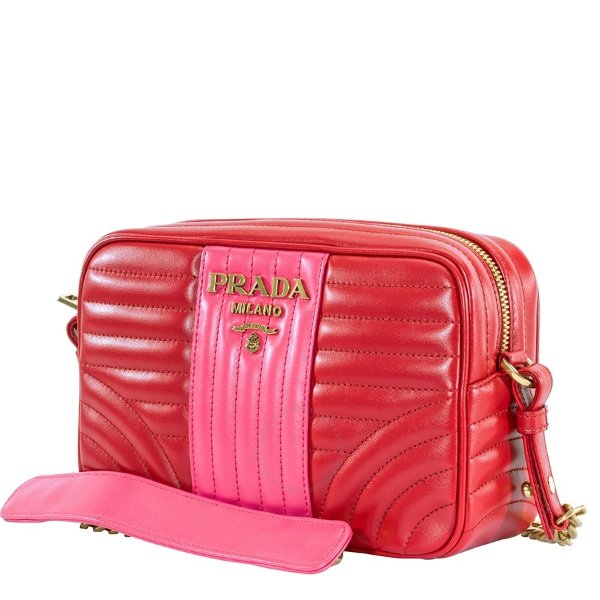 Diagramme Leather Crossbody Bag- Red/Pink