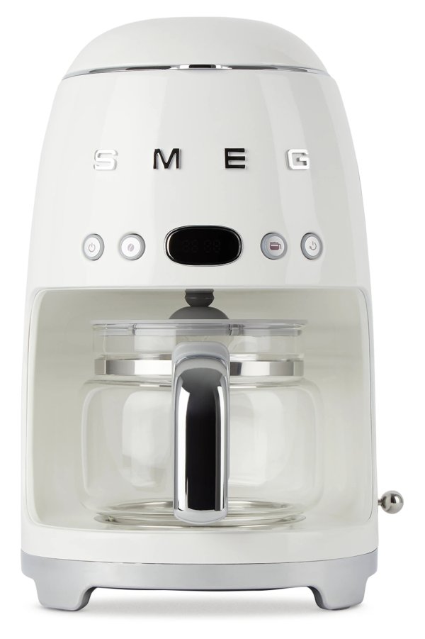 White Retro-Style Drip Coffee Machine, 1.2 L