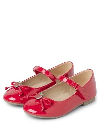 Girls Apple Bow Faux Patent Leather Ballet Flats - Apple Orchard | Gymboree - RED