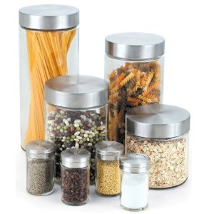 Cook N Home Glass Canister and Spice Jar Set, 8-Piece