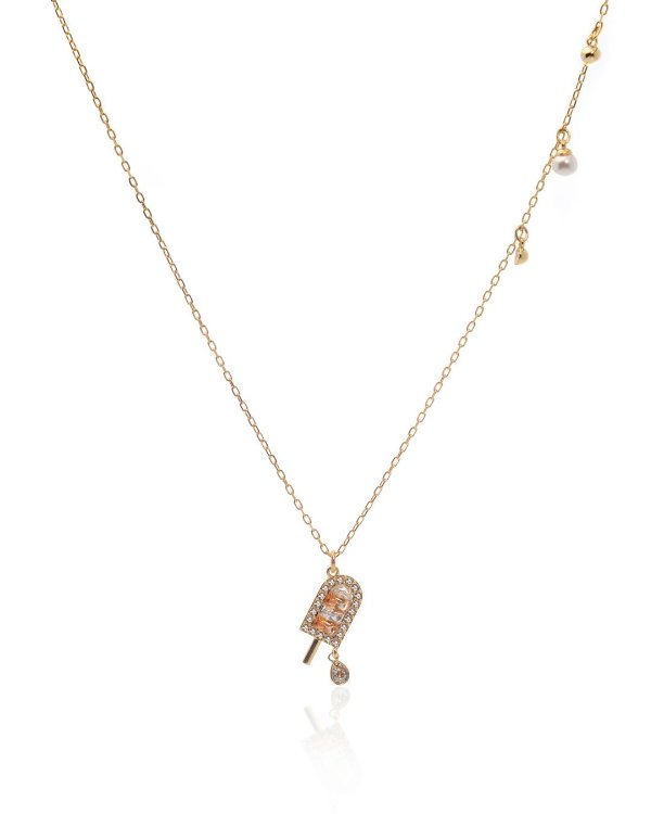 No Regrets Gold Tone Light Multi Colored Crystal Necklace 5465294