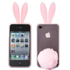 Silicone Rabbit Case w/ Stand Tail Holder for iPhone 4