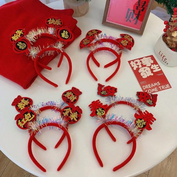 1pc Retro Chinese Style Festive 3d Hair Accessories For Women In Red For New Year Celebration And Party Dress Up