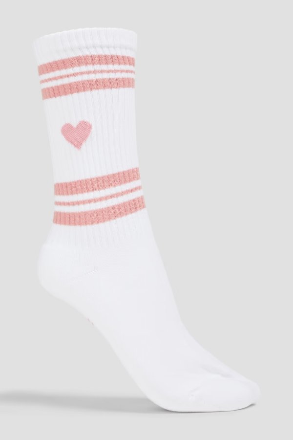 Jacquard-knit cotton-blend socks