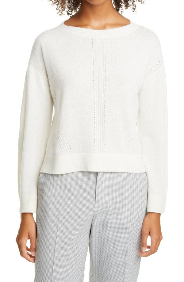 Pointelle Knit Cashmere Sweater