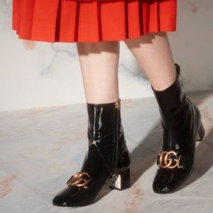 - Patent Leather Ankle Boot With Double G