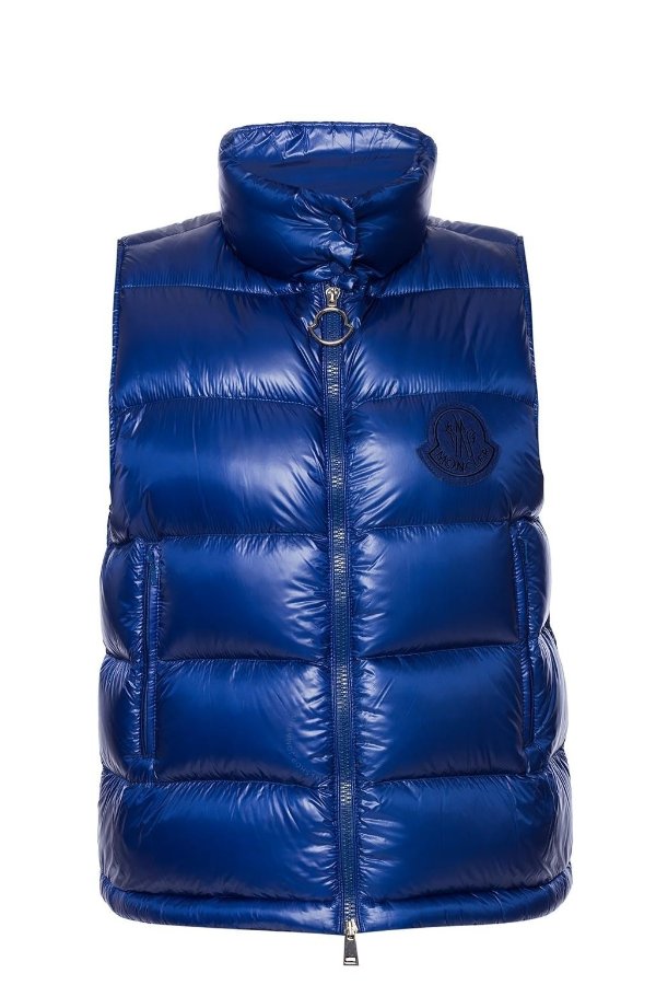 Ladies Blue Helsinki Quilted Down Vest With Logo