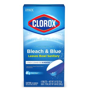 Clorox Ultra Clean Toilet Tablets Bleach & Blue, Rain Clean, 4 Ct