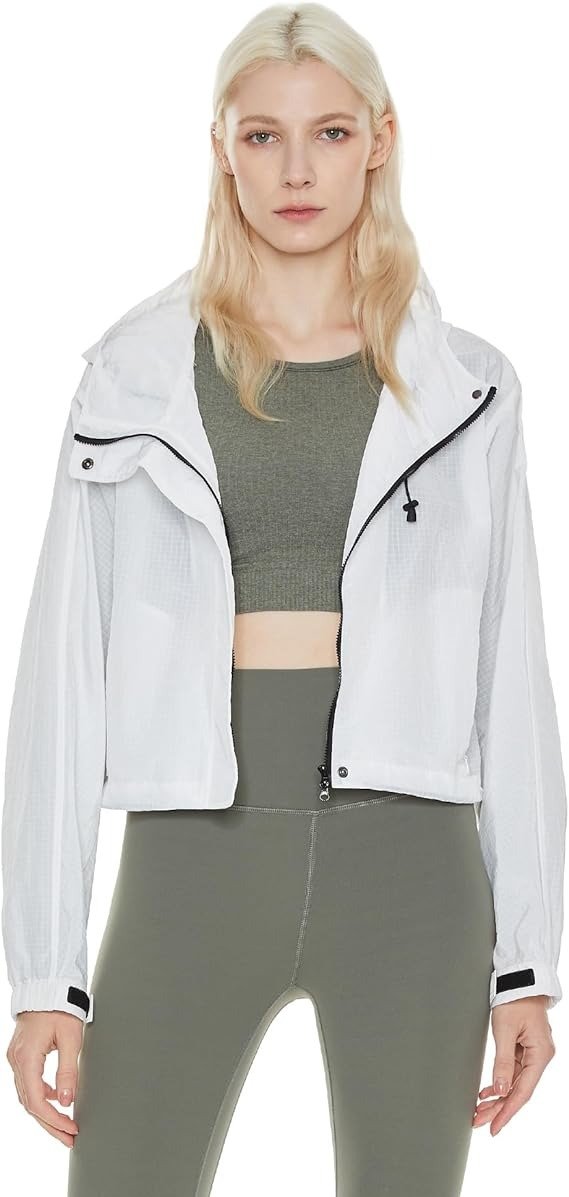  Womens Active Wear Jacket Full Zip Athletic Cropped