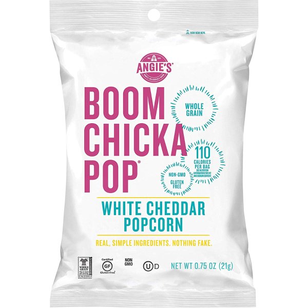 Angie's BOOMCHICKAPOP White Cheddar Popcorn, 0.75 oz. (Pack of 24)