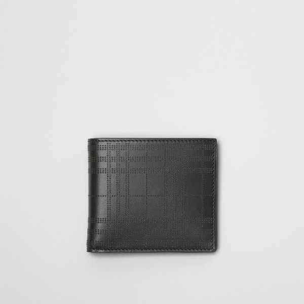 Perforated Check Leather International Bifold Wallet