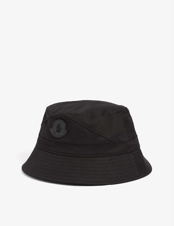 Logo-patch cotton bucket hat