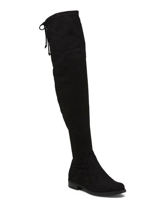 Over The Knee Flat Boots With Back Tie