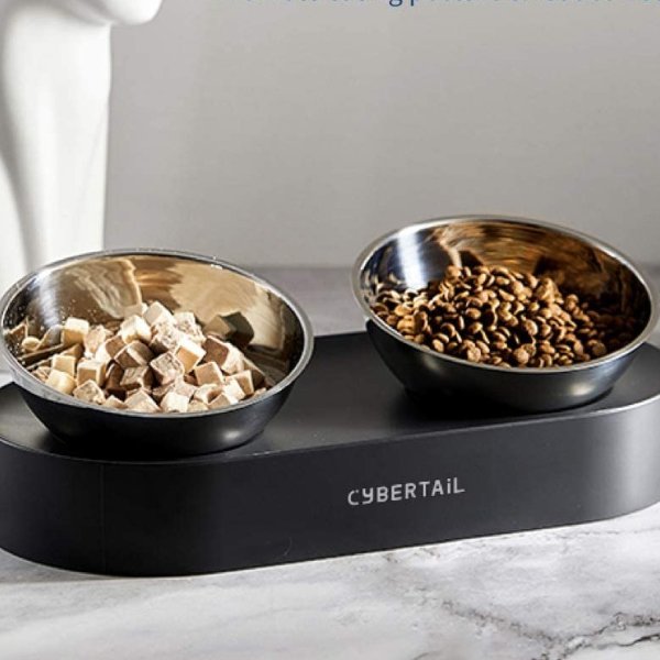 CYBERTAIL Elevated Dog Cat Bowls Stainless Steel Bowls