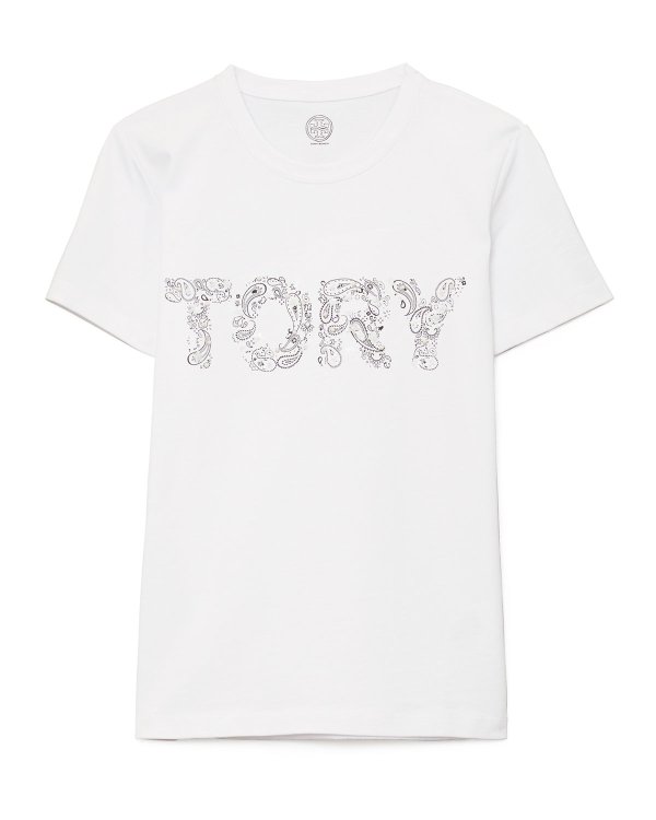 Tory Paisley Embellished T-Shirt
