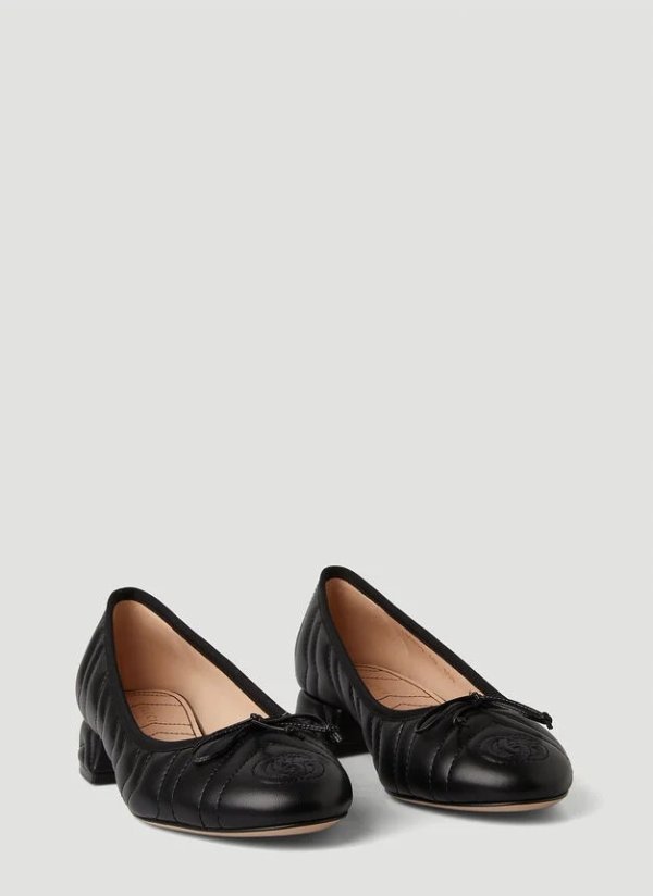 Marmont Quilted Ballerina Flats in Black