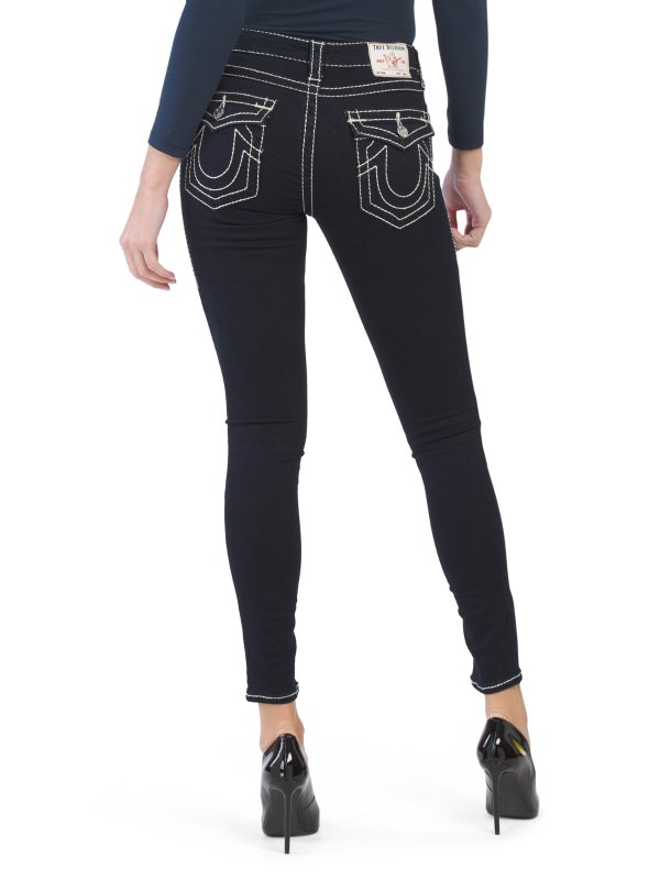 Jennie Contrast Stitching Mid Rise Skinny Jeans