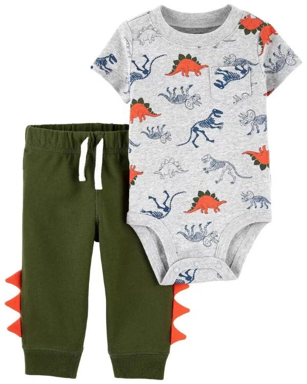 恐龙图案 婴儿包臀衫+长裤