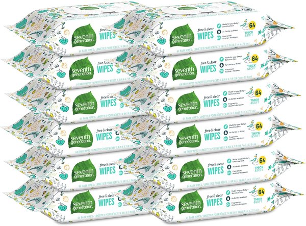 Baby Wipes, Free & Clear with Flip Top Dispenser, 768 count