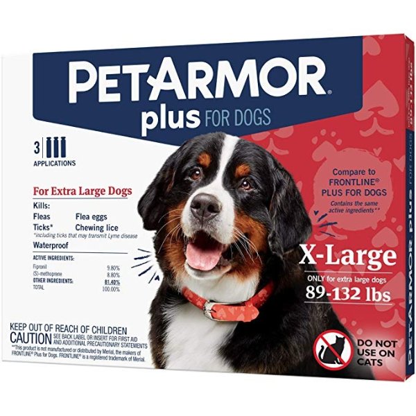 Plus for Dogs Flea and Tick Prevention for Extra Large Dogs (89-132 Pounds), Fast-Acting Topical Dog Flea Treatment